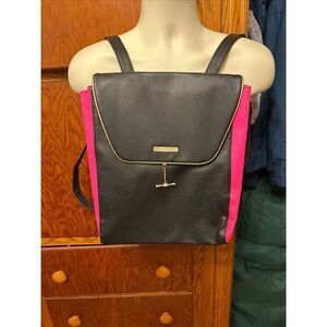 Juicy Couture Backpack Vegan Hot Pink/Black Expandable Adjustable Bag Purse Tote